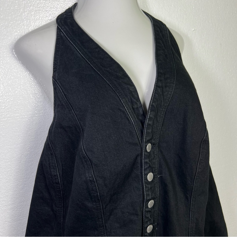 Universal Thread black denim halter mini dress si… - image 2